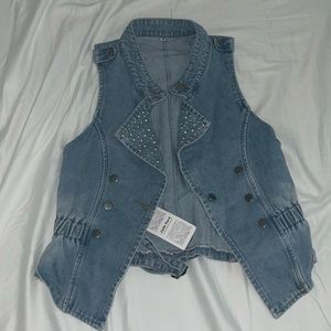 Jade Hare Rhinestone Denim Vest